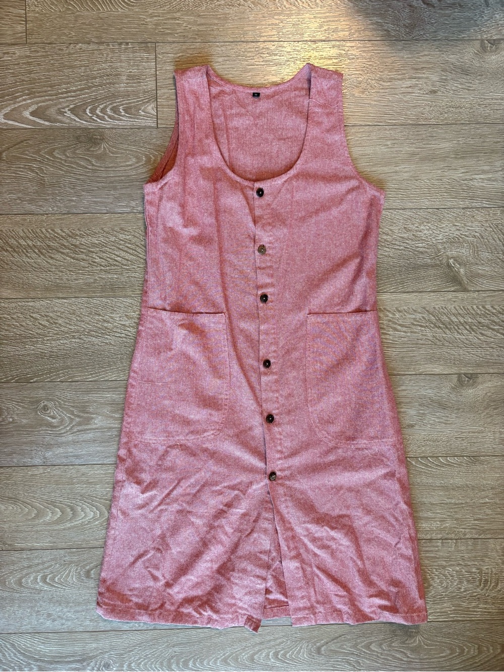 Button-Front Sleeveless Mini Dress in Dusty Pink